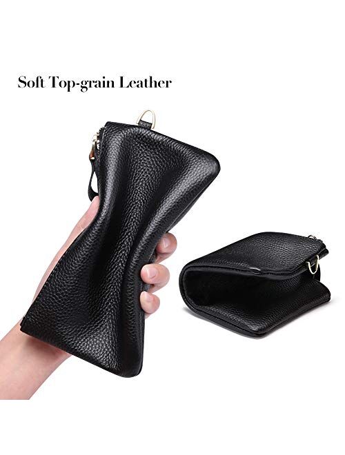Women's Wristlet Clutch Slim Leather Wallet RFID Blocking Handbag