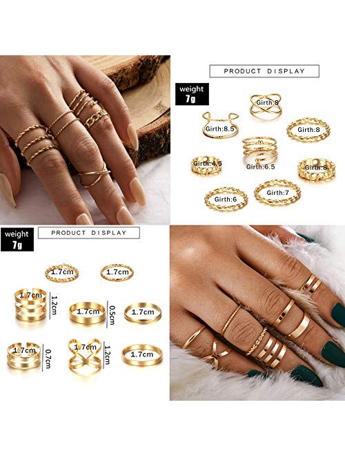 LOYALLOOK 65PCS Bohemian Knuckle Ring Midi Ring Set Hollow Silver Gold Vintage Stackable Rings Fashion Finger Knuckle Midi Rings for Women