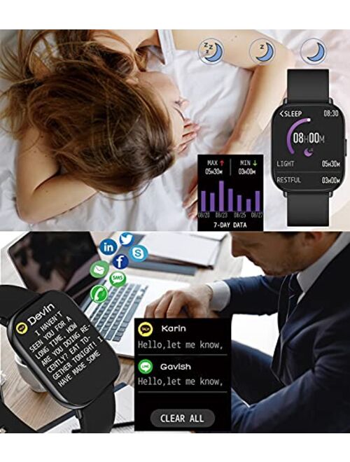 ELEXUS Smart Watch Fitness Tracker for Men Women,Heart Rate Activity Tracking Sport Smartwatches, Waterproof Pedometer Watches with Sleep Monitor Smartwatch Compatible iP