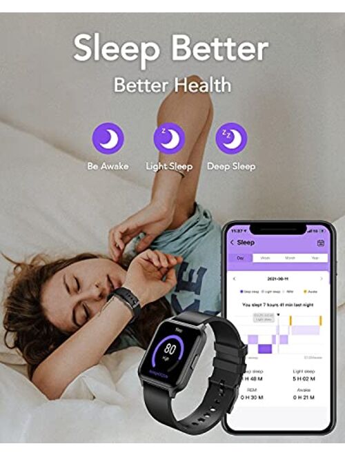 Deeprio Smart Watch for Android iOS Phones, 1.52" HD Screen Personalized Watch Faces Blood Oxygen Heart Rate Sleep Monitor IP68 Waterproof Fitness Tracker, Smartwatches f