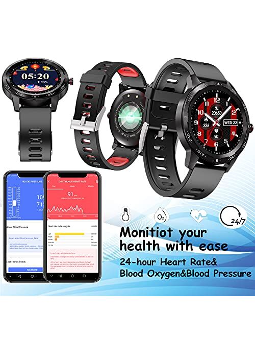 Smart Watch (Bluetooth Answer/Make Call) for Men Women, 1.28'' Waterproof SmartWatch with Heart Rate/Blood Pressure/SpO2 Monitor Sport Running Fitness Round Watch for And