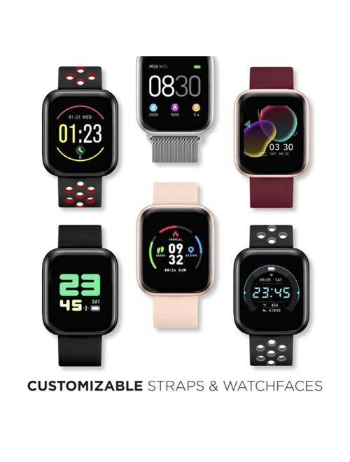 iTouch Air 3 Unisex Touchscreen Smartwatch Fitness Tracker: Silver Case with Black Strap 44mm