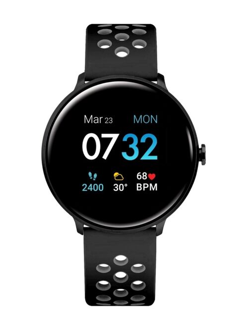 iTouch Sport 3 Unisex Touchscreen Smartwatch: Black Case with Black/Gray Perforated Strap 45mm