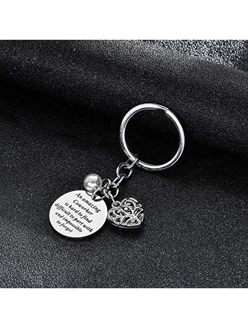 BESPMOSP Coworker Leaving Heart Keychain an Amazing Coworker is Hard to Find Difficult to Part with and Impossible to Forget Goodbye Gifts for Best Coworker Colleague and