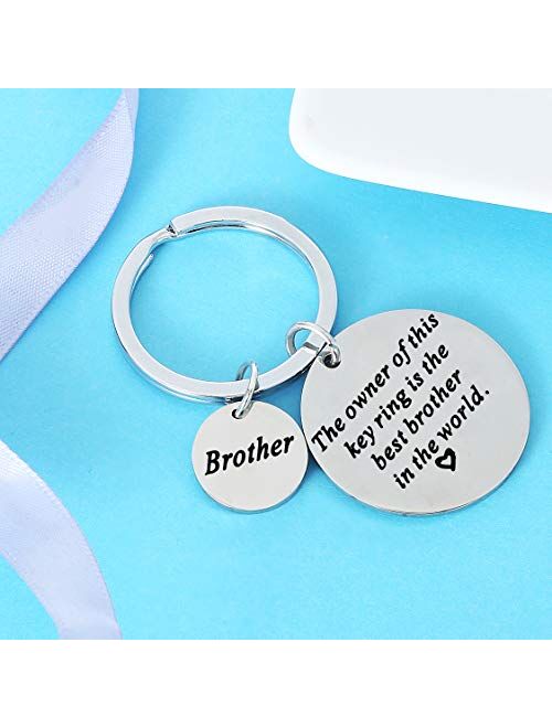 Christmas Gifts for Family Member Grandma Grandpa Mom Dad Sister Brother Keychain Key Ring Love Funny Gifts (Best Brother in The World)
