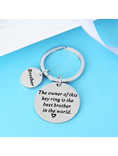 Christmas Gifts for Family Member Grandma Grandpa Mom Dad Sister Brother Keychain Key Ring Love Funny Gifts (Best Brother in The World)