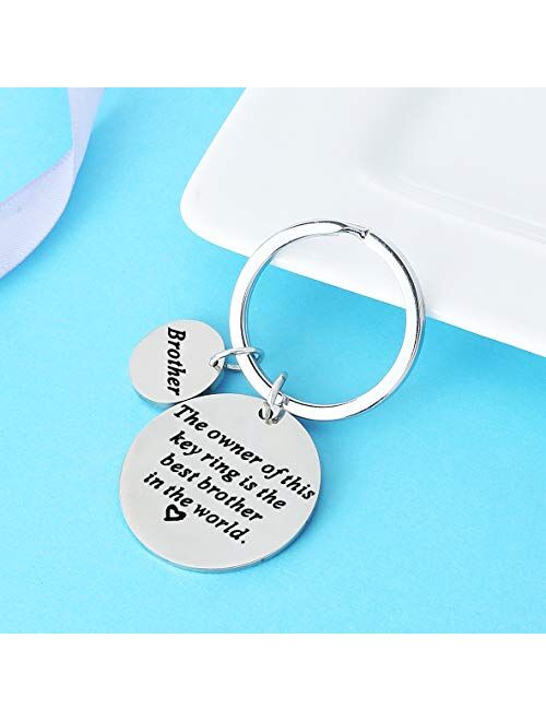 Christmas Gifts for Family Member Grandma Grandpa Mom Dad Sister Brother Keychain Key Ring Love Funny Gifts (Best Brother in The World)