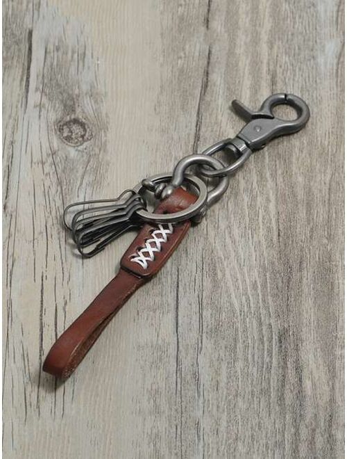 Shein Men PU Leather Decor Keychain