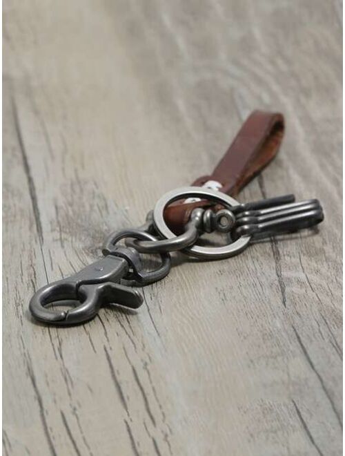 Shein Men PU Leather Decor Keychain