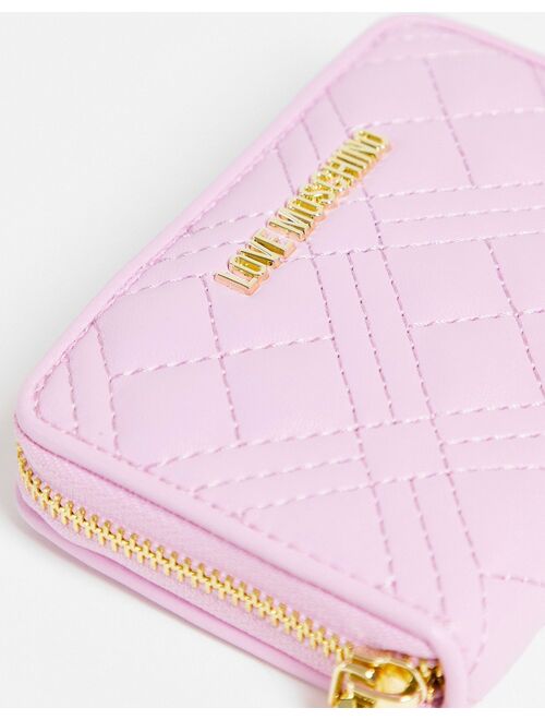 Love Moschino small quilted Zip-around fastening purse in pink wallet