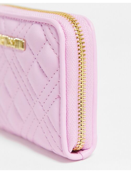 Love Moschino small quilted Zip-around fastening purse in pink wallet