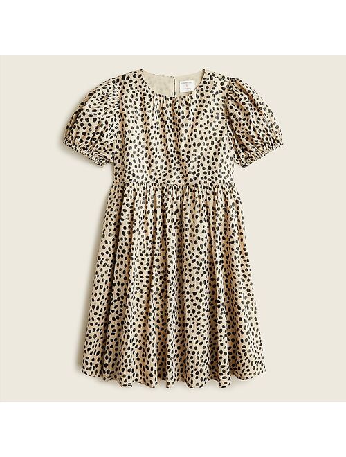 J.Crew Girls' puff-sleeve dress in leopard