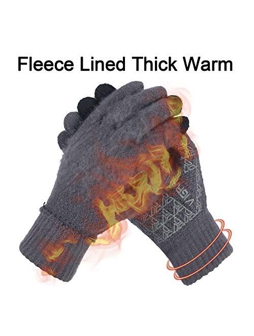 Winter Warm Touchscreen Gloves for Men and Women Touch Screen Fleece Lined Knit Anti-Slip Wool Glove