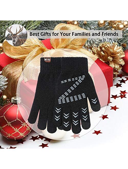 Men’s Winter Gloves Warm Thermal Soft Wool Knit Touch Screen Gloves for Men
