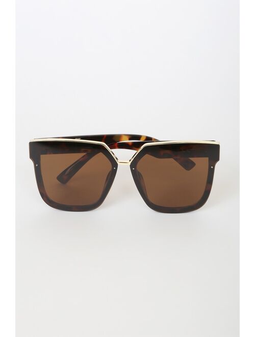 Lulus Main Frame Brown Tortoise Rimless Sunglasses