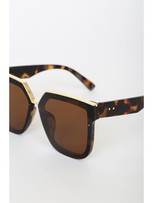 Lulus Main Frame Brown Tortoise Rimless Sunglasses