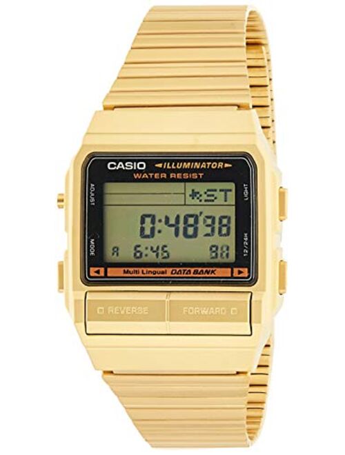 Casio Men's DB380G-1 Gold Gold Tone Stainles-Steel Quartz Watch with Digital Dial