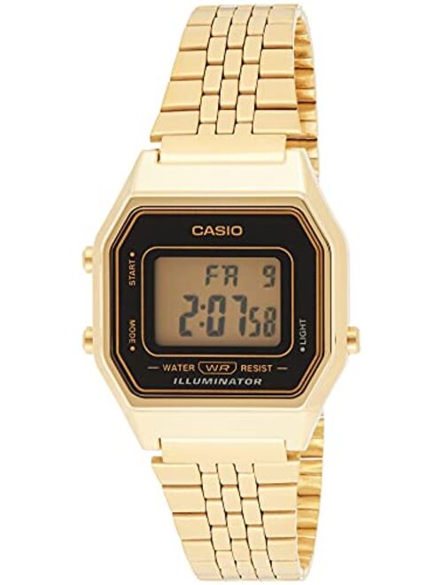 Casio Ladies Mid-Size Gold Tone Digital Retro Watch LA-680WGA-1DF
