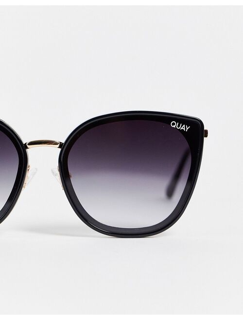 Quay Flat Out cat eye womens sunglasses in black