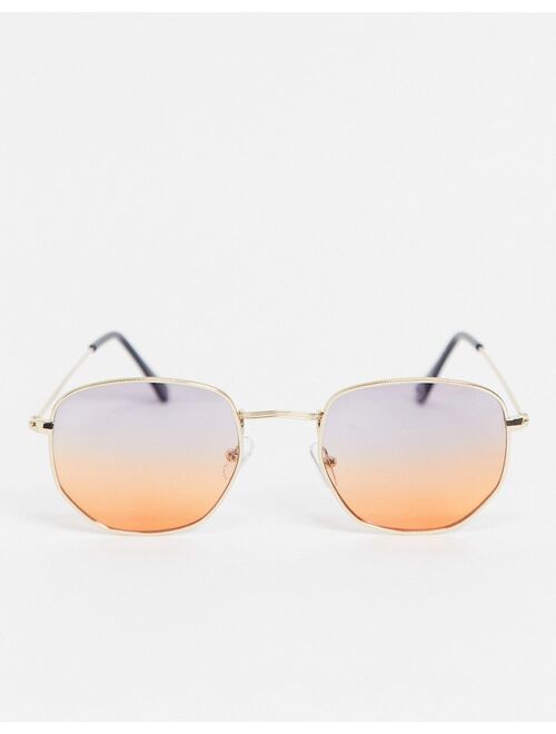 South Beach hexagonal frame sunglasses with ombre lens