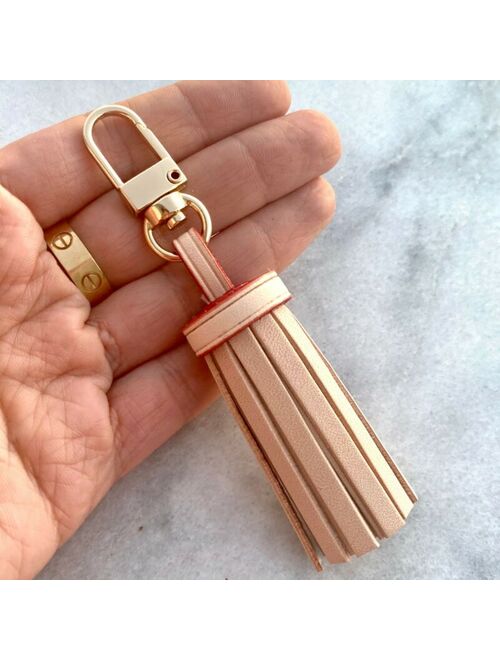 Handcrafted Vachetta leather Tassel for Pochette- Wallet Natural or Honey Patina