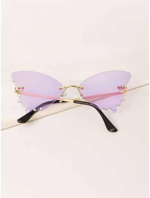 Shein Rhinestone Butterfly Shaped Lens Sunglasses