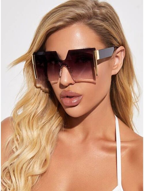 Shein Rimless Square Frame Sunglasses