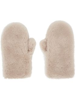 Off-White Wool Convertible Flap Mitterns Gloves For Women
