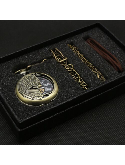 Vintage Mechanical Pocket Watch Set Luxury Pendant Watches for Men Pendant Clock Necklace Chain Pouch Bag reloj de bolsillo