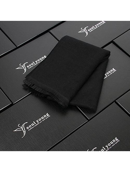 Long Cotton Scarf for Men - Warm Fringe Plaid Scarves With Luxurious Gift Box