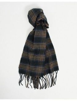 woven scarf in navy plaid