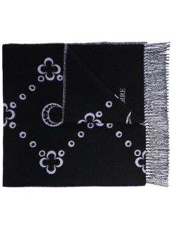 monogram fringed-edge scarf