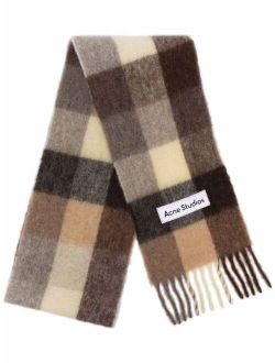 checked knitted scarf