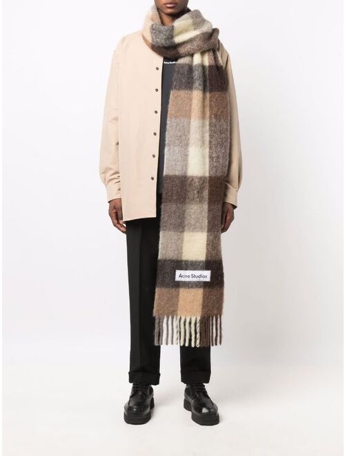 checked knitted scarf