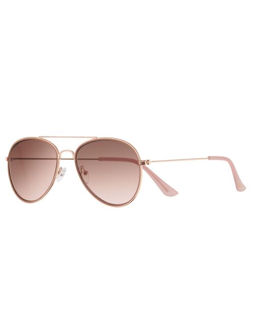 Little Co. by Lauren Conrad Women's LC Lauren Conrad 59mm Rose Gold Tone Gradient Aviator Sunglasses