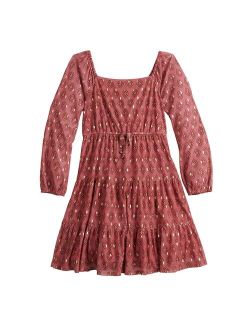 Girls 7-16 Three Pink Hearts Power Mesh Dress with Foil Details in Regular & Plus Sizes