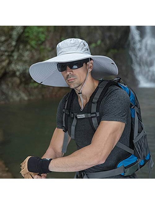 Super Wide Brim Men Fishing Sun Hats, Garden Outdoor Travel Bucket Cap, Hiking Safari Boonie Hat