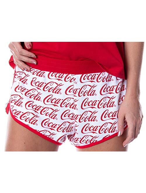 Coca-Cola Coke Women's 3 Piece Matching Pajama Set - Boxer Shorts, Shirt, And Slipper Socks