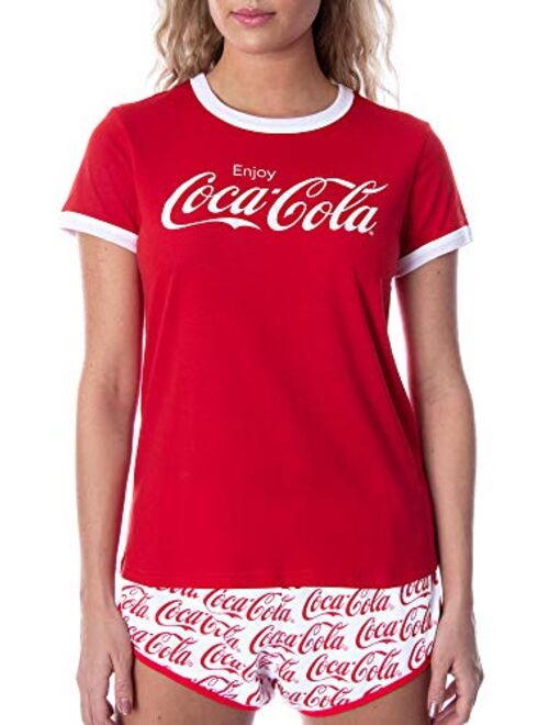 Coca-Cola Coke Women's 3 Piece Matching Pajama Set - Boxer Shorts, Shirt, And Slipper Socks