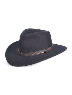 Wool Felt Outback Hat with Faux-Leather Trim