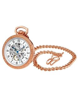 Women's Rose Gold Stainless Steel Chain Pocket Watch 48mm
