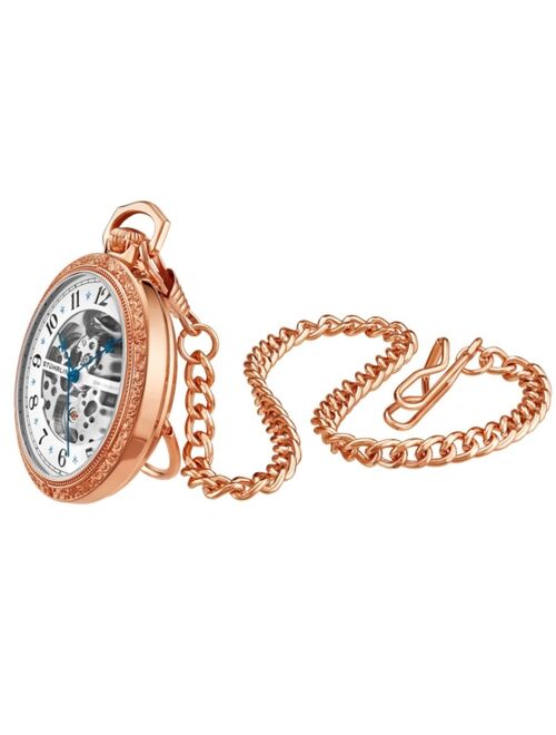 Stuhrling Women's Rose Gold Stainless Steel Chain Pocket Watch 48mm