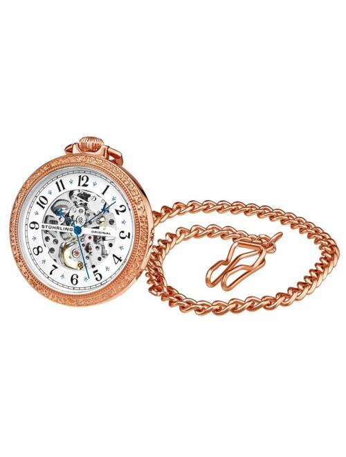 Stuhrling Women's Rose Gold Stainless Steel Chain Pocket Watch 48mm