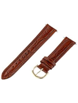 Men's Q7B856 Leather Padded Crocodile Grain 18mm Brown Replacement Watchband