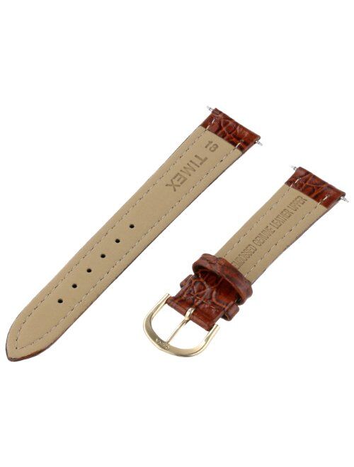 Timex Men's Q7B856 Leather Padded Crocodile Grain 18mm Brown Replacement Watchband