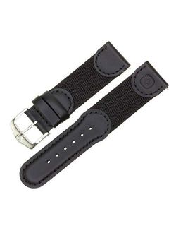 New 20mm Wenger Swiss Army Genuine Black Leather Strap Black Nylon Watch Band