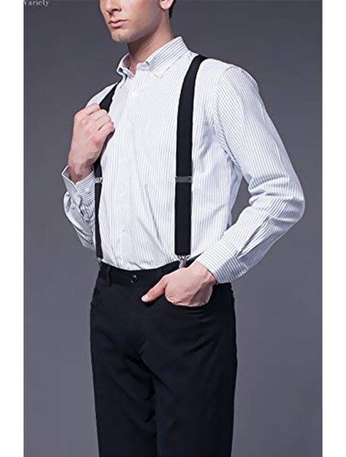 Fasker Mens Suspenders X-Back 2" Wide Adjustable Solid Straight Clip Suspenders