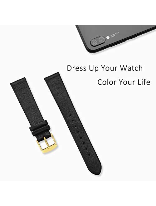 WOCCI Watch 8mm 10mm 12mm 14mm 16mm 18mm 20mm Watch Band, Elegant Genuine Leather Replacement Straps for Men or Women