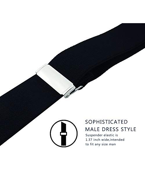 Suspenders for Men, Vauhse Adjustable Suspenders with Elastic Straps Y-Back Construction Heavy Duty for Work