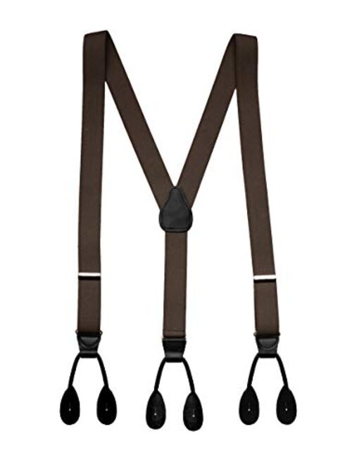 Hold'Em Suspenders for Men Y-Back Leather Trimmed Button End Tuxedo Suspenderss Many colors and designs